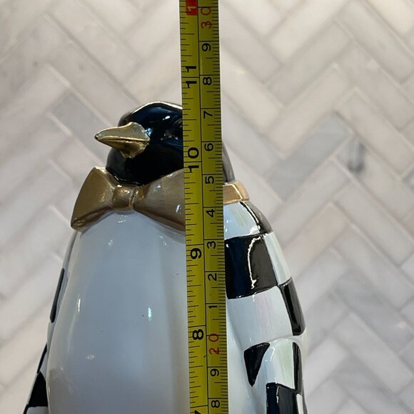 MacKenzie-Childs Courtly Check Tabletop Penguin – 11" Resin Holiday Figure-NEW - Picture 6 of 14